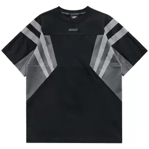 Tactical Patchwork T-Shirt for Men / Stylish O-Neck Reflective Striped Splicing T-Shirts
