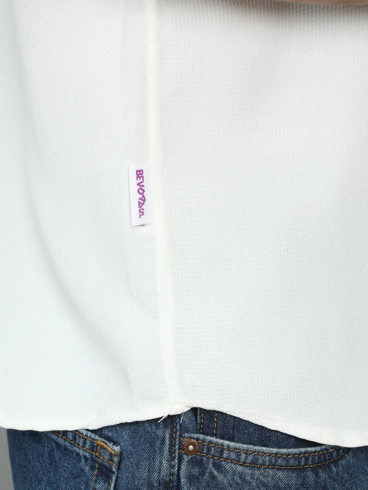 THICK AND TEXTURED WHITE IMPORTED DROP SHOULDER SHIRT