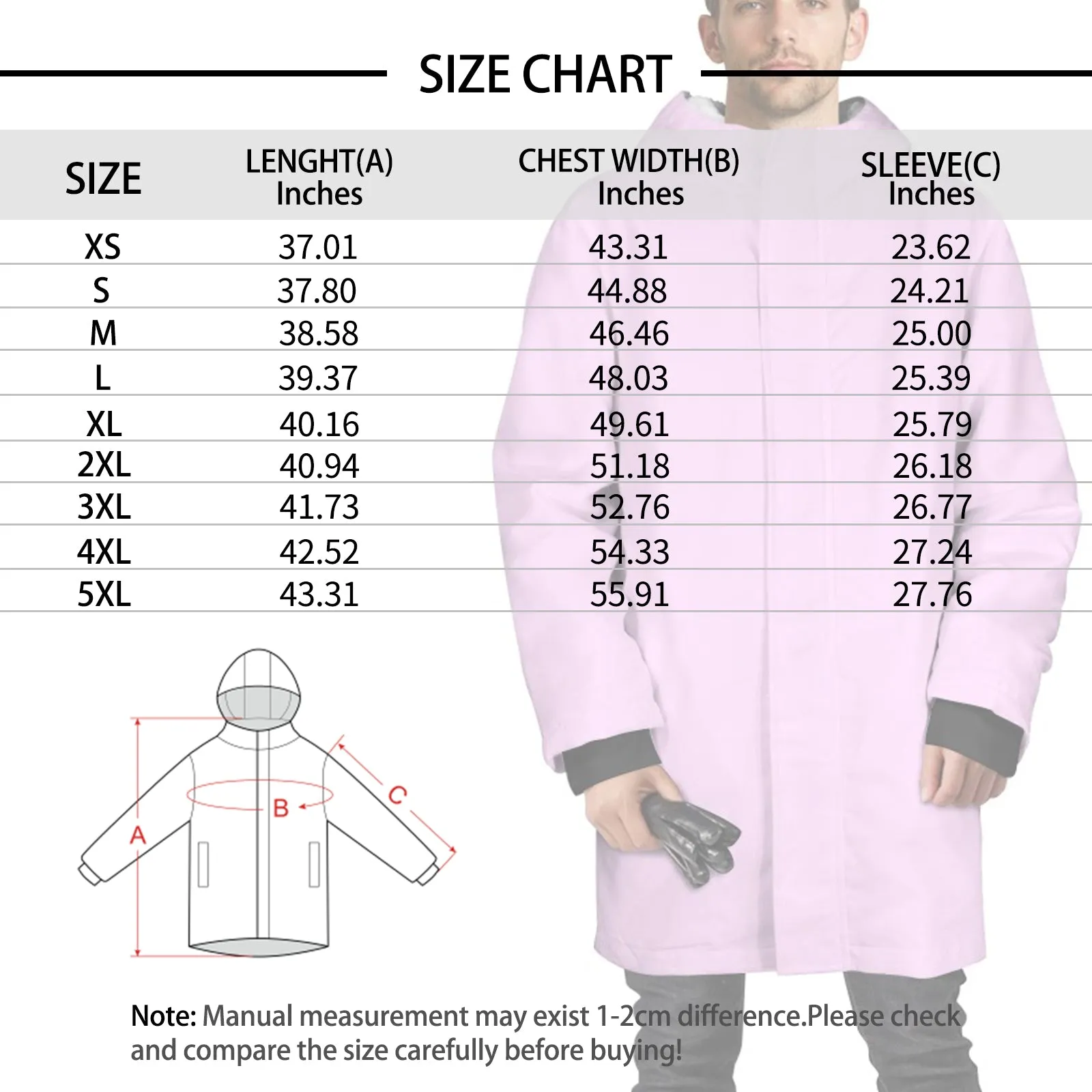 [Thick and Warm] Custom Face Christmas Tree Mid-length Fleece-lined Jacket Men's Full Zip Hoodie