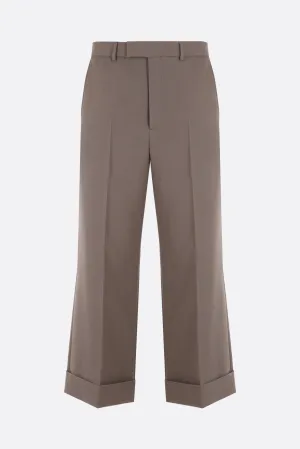 Twill Wide-Leg Cropped Pants
