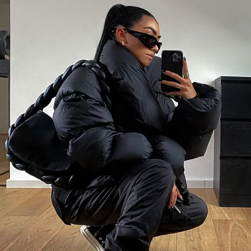 Winter Padded Jacket Coats for Women Long Sleeve Windproof Warm Short Parkas Fashion Slim Coats with Scarf Famale Outerwear