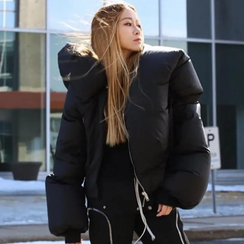 Winter Padded Jacket Coats for Women Long Sleeve Windproof Warm Short Parkas Fashion Slim Coats with Scarf Famale Outerwear
