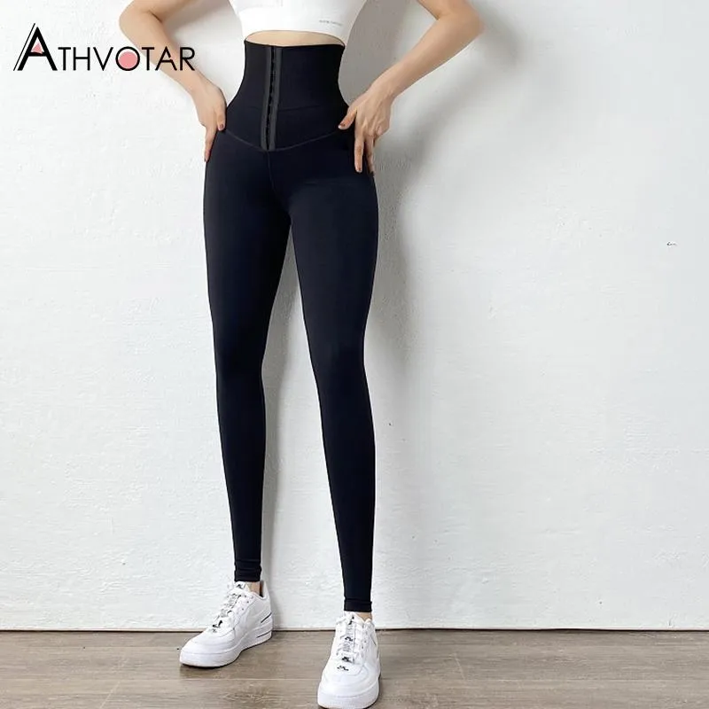 Women Solid High Wait Warm Fitness Leggings