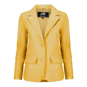 Women's Jild Classic Lambskin Yellow Leather Blazer