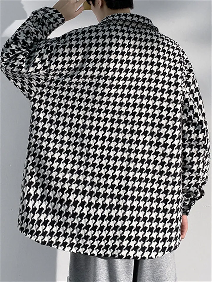 Young Trendy Men's Autumn Winter Houndstooth Jackets